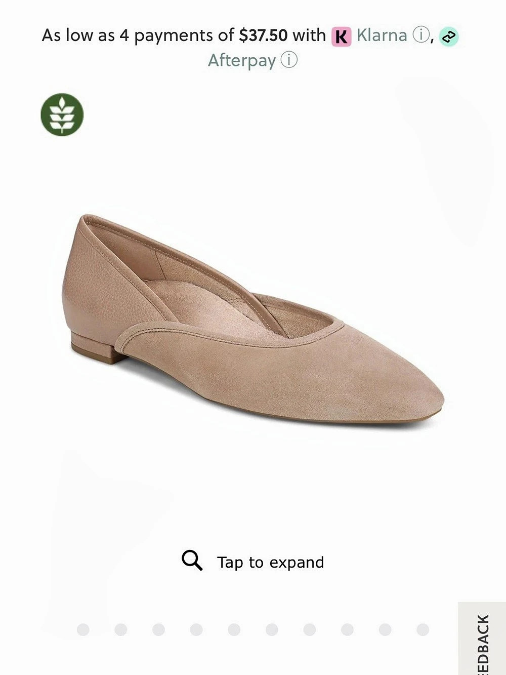 Vionic Gracia Flat Pointed Toe Flats Brown US 9 M